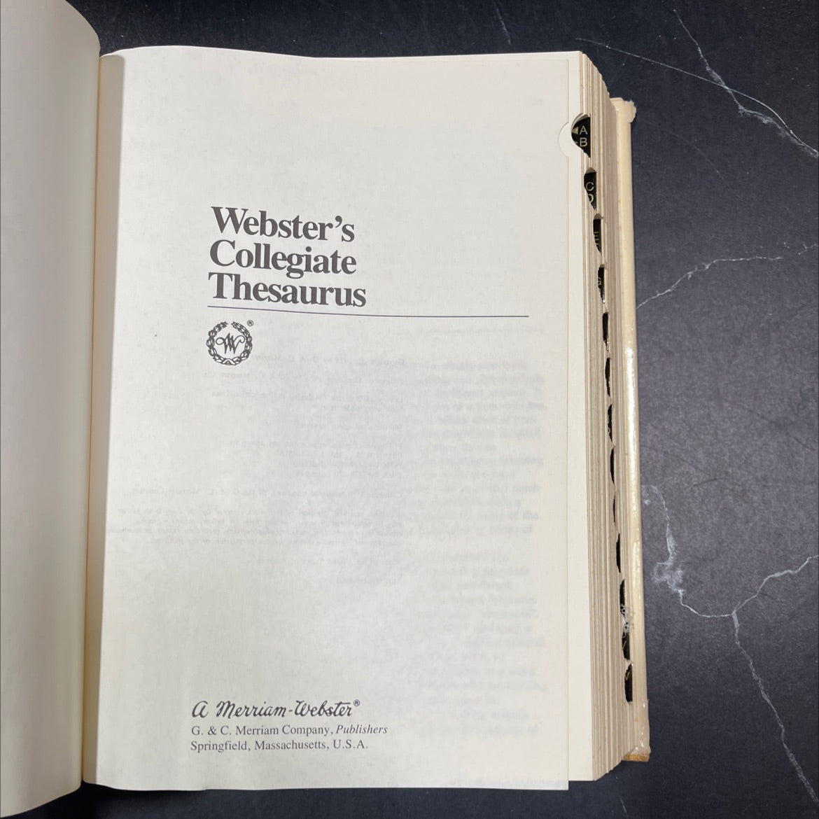 webster's collegiate thesaurus book, by g. & c. merriam company, 1976 Hardcover image 2