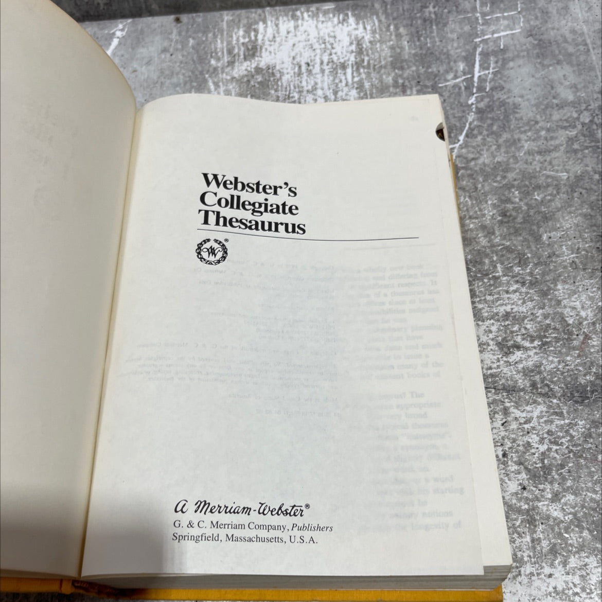 webster's collegiate thesaurus book, by g. & c. merriam company, 1976 Hardcover image 2