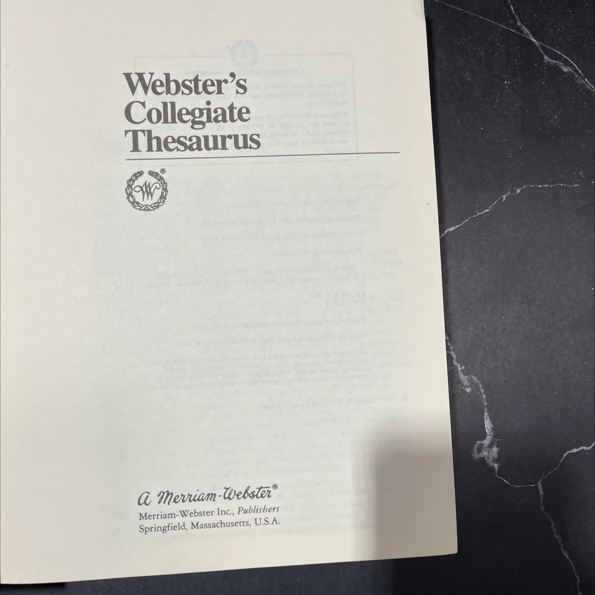 webster's collegiate thesaurus book, by merriam-webster inc., 1988 Hardcover image 2