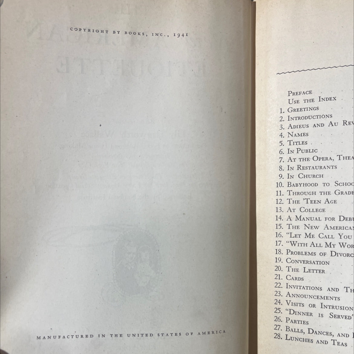 wedding day etiquette book, by lily haxworth wallace, 1941 Hardcover image 3