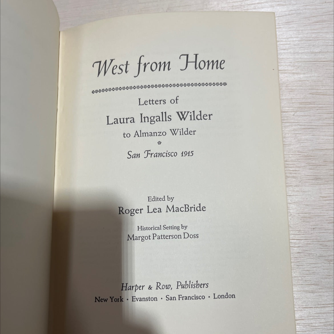 west from home book, by laura ingalls wilder, 1974 Hardcover image 2