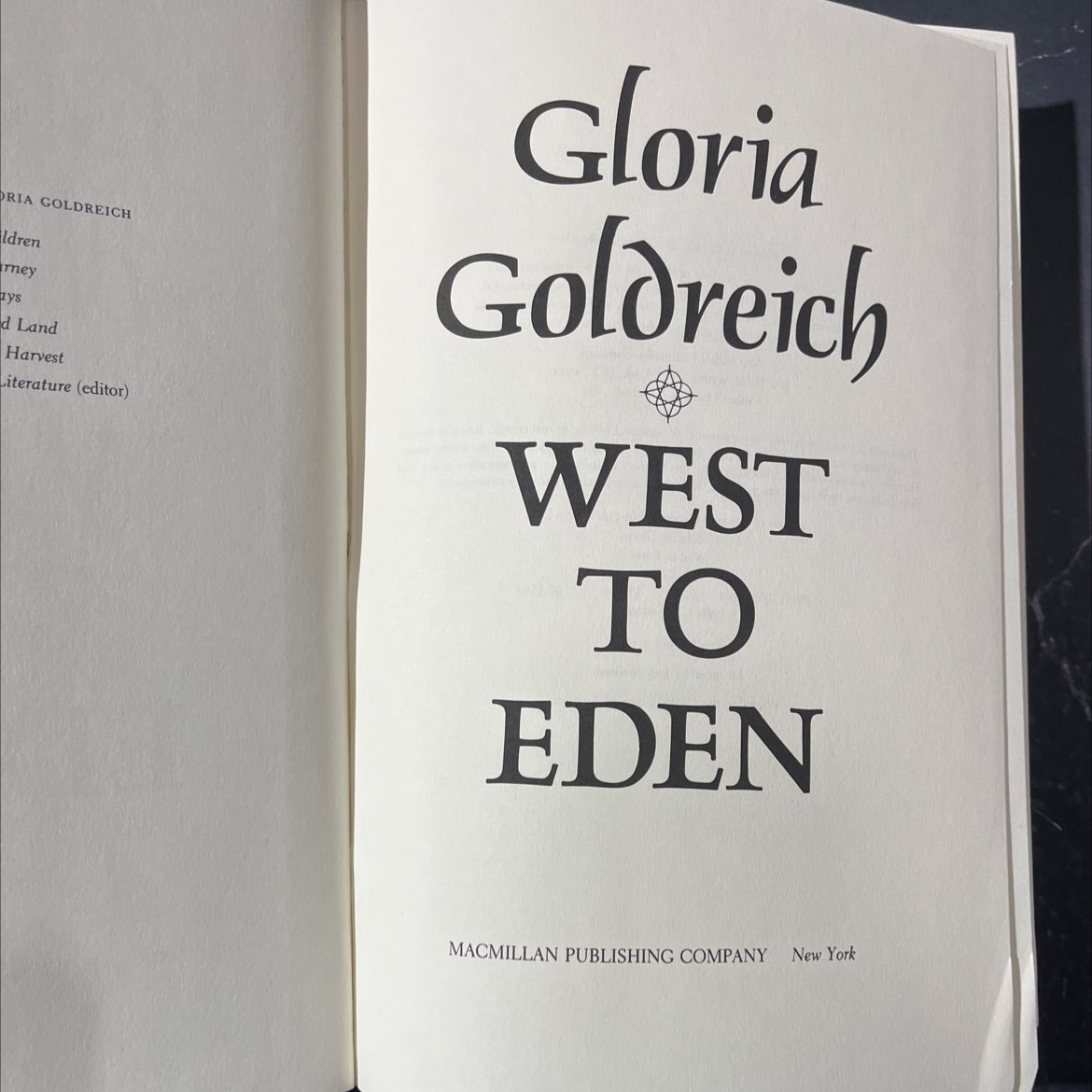 west to eden book, by gloria goldreich, 1987 Hardcover image 2