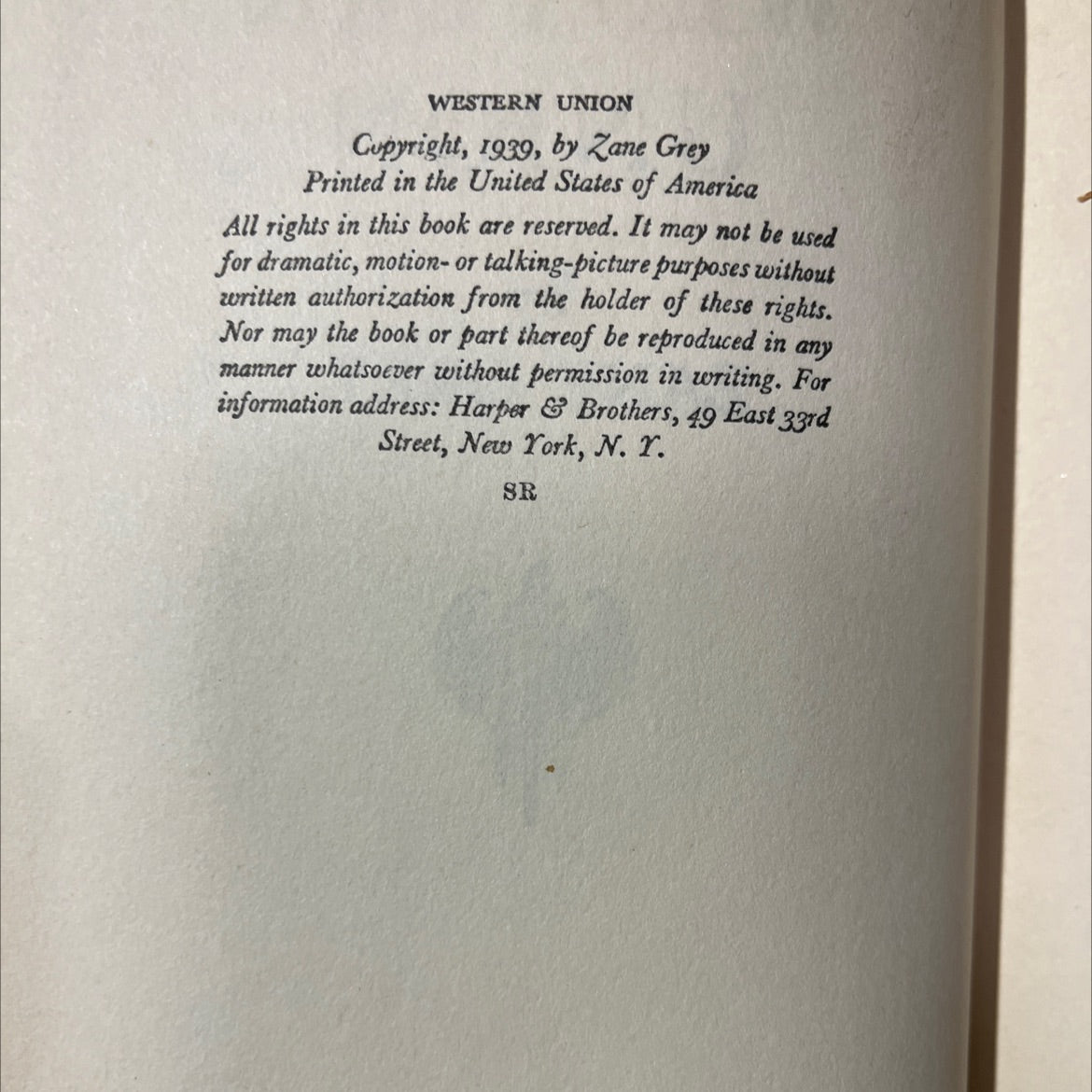 western union book, by zane grey, 1939 Hardcover image 3