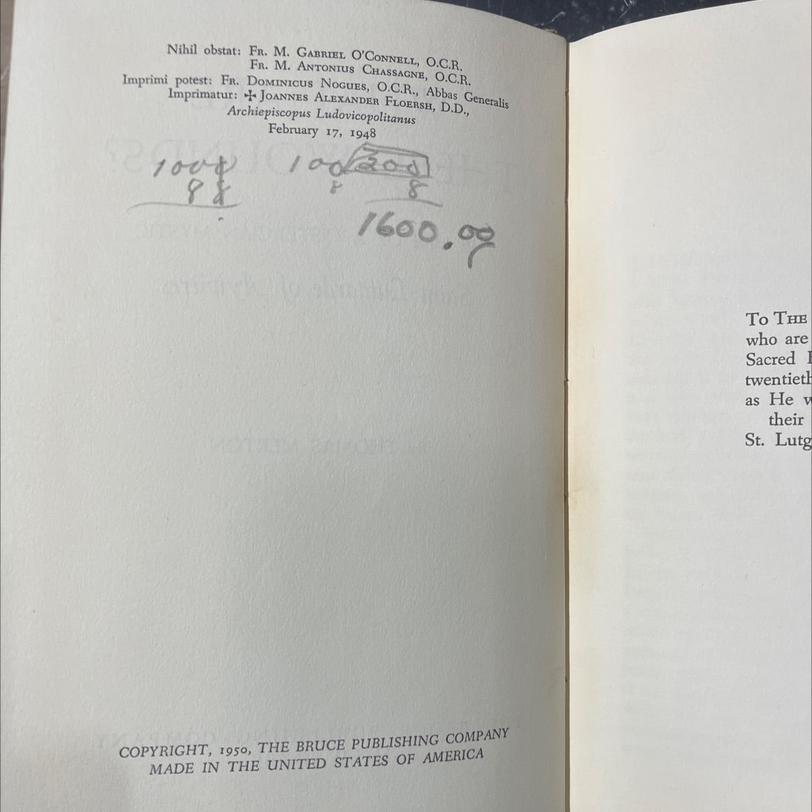 what are these wounds? the life of a cistercian mystic saint lutgarde of aywières book, by thomas merton, 1950 Hardcover image 3