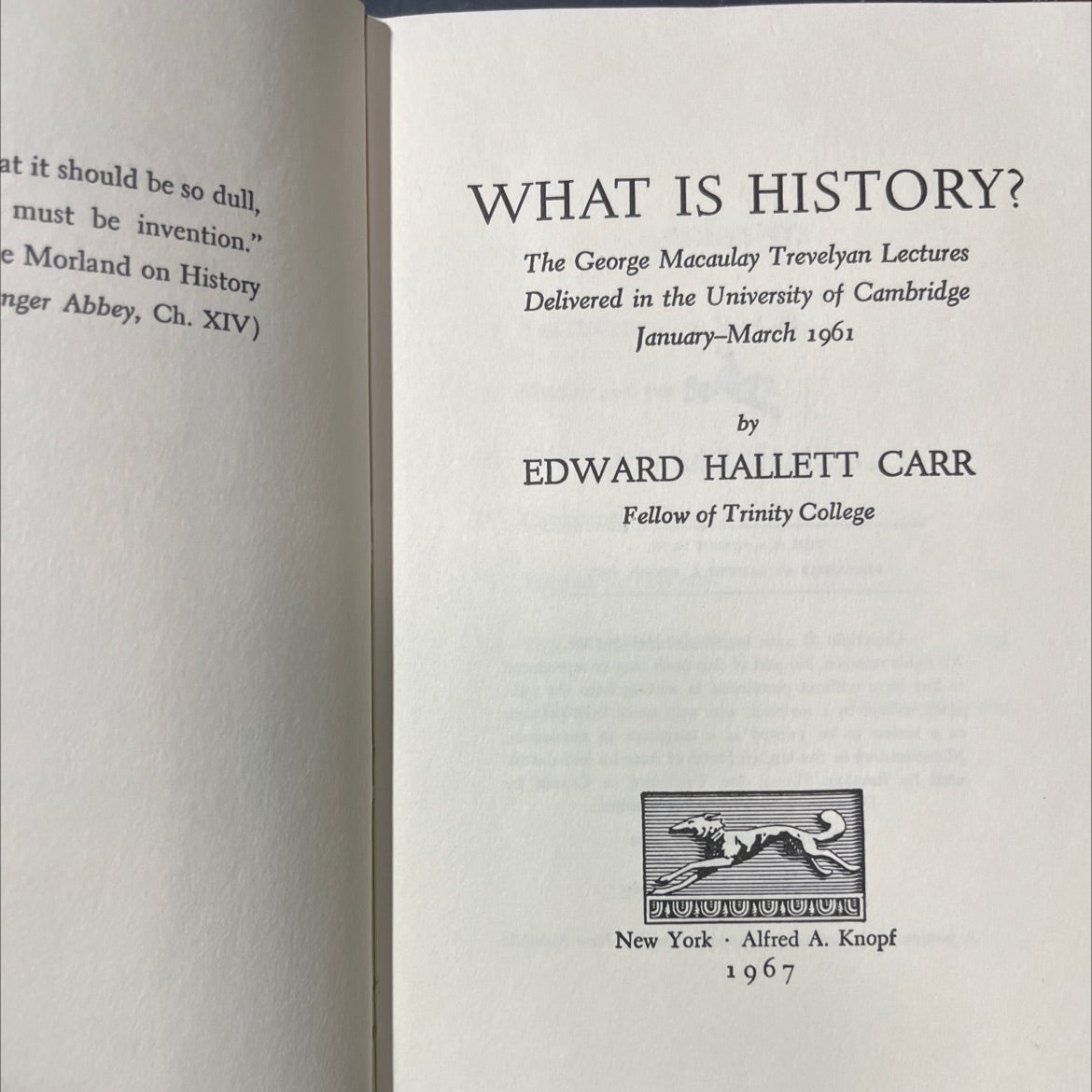 what is history? book, by edward hallett carr, 1967 Hardcover image 2