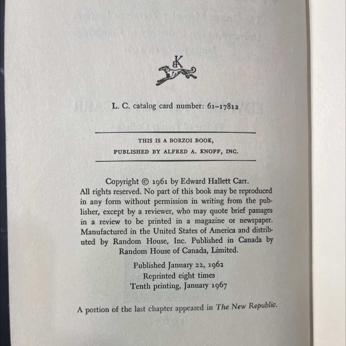 what is history? book, by edward hallett carr, 1967 Hardcover image 3