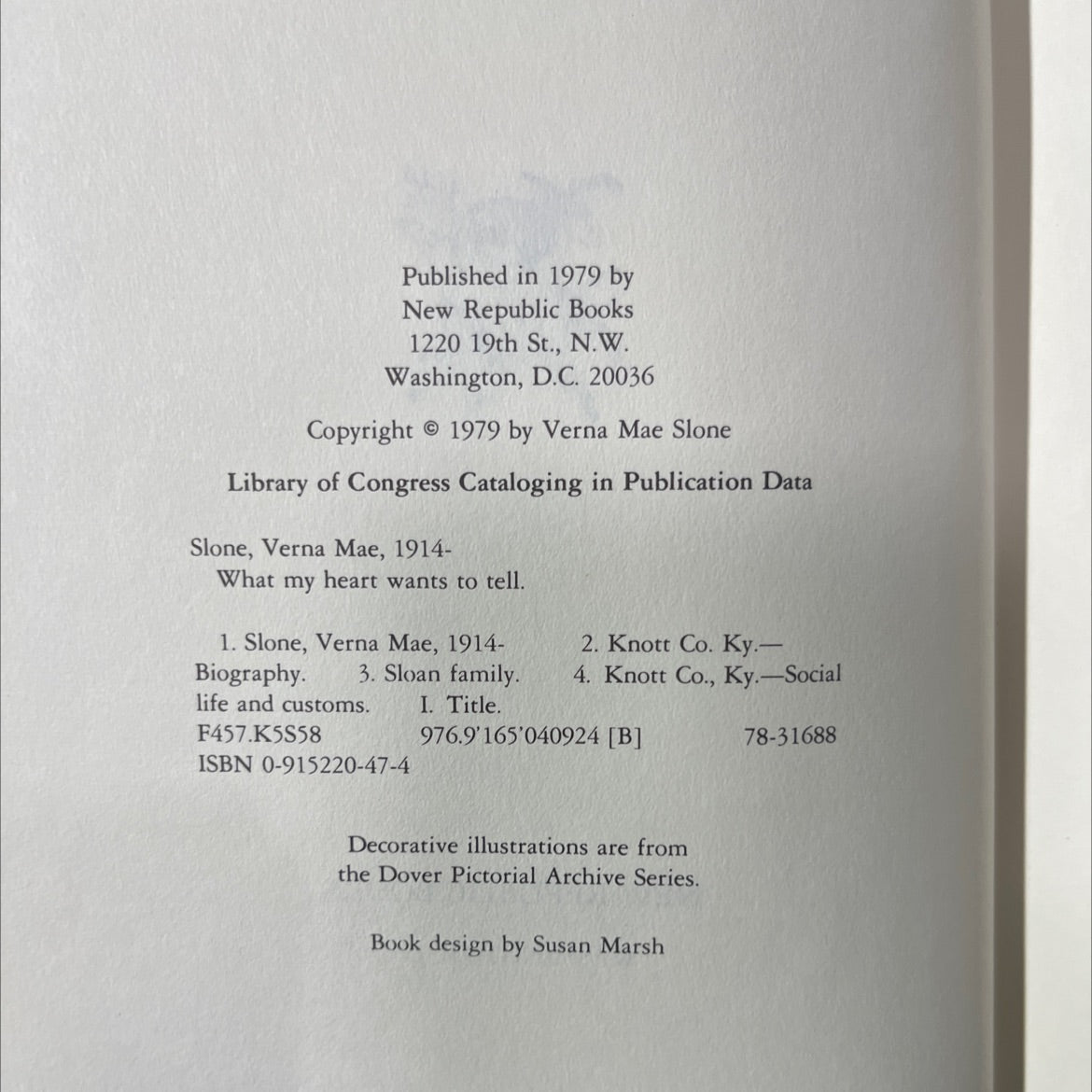 what my heart wants to tell book, by Verna Mae Slone, 1979 Hardcover image 3