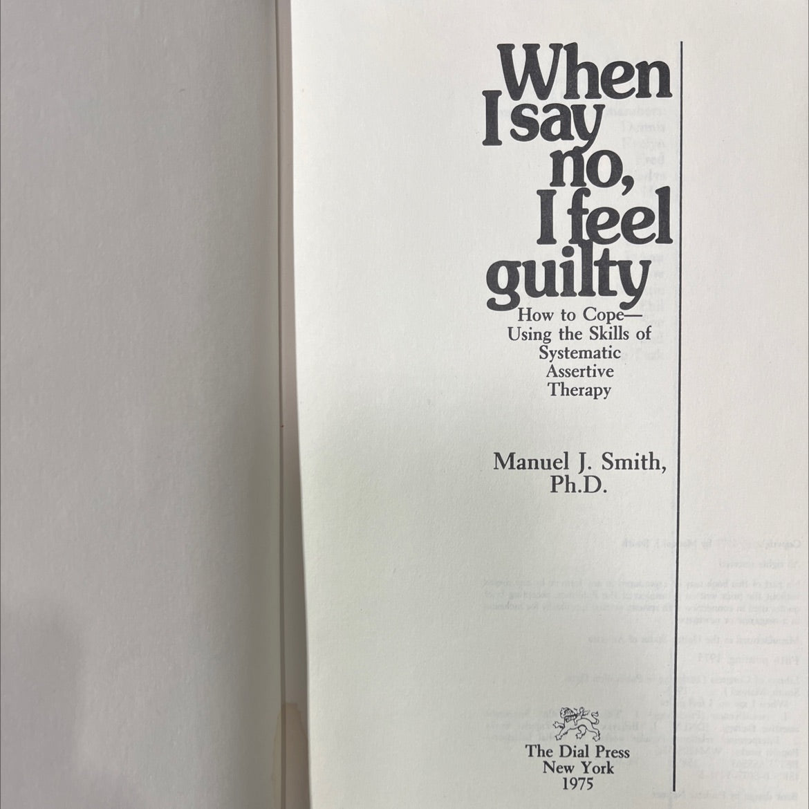 when i say no, i feel guilty book, by manuel j. smith, 1975 Hardcover image 2
