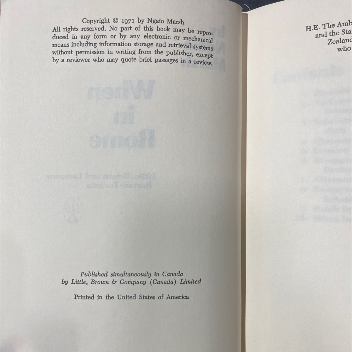 when in rome book, by ngaio marsh, 1971 Hardcover image 3