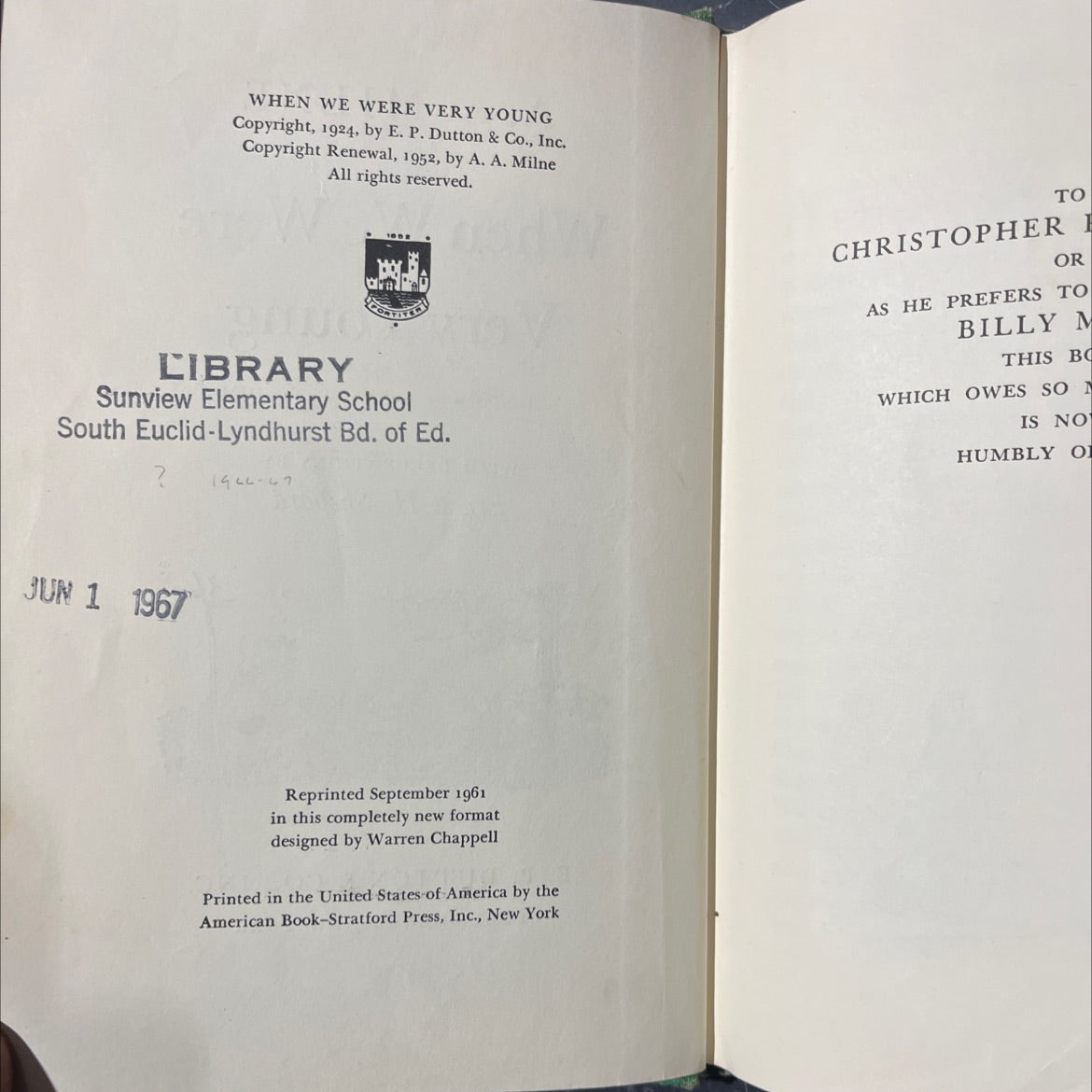 when we were very young book, by A. A. Milne, 1952 Hardcover image 3