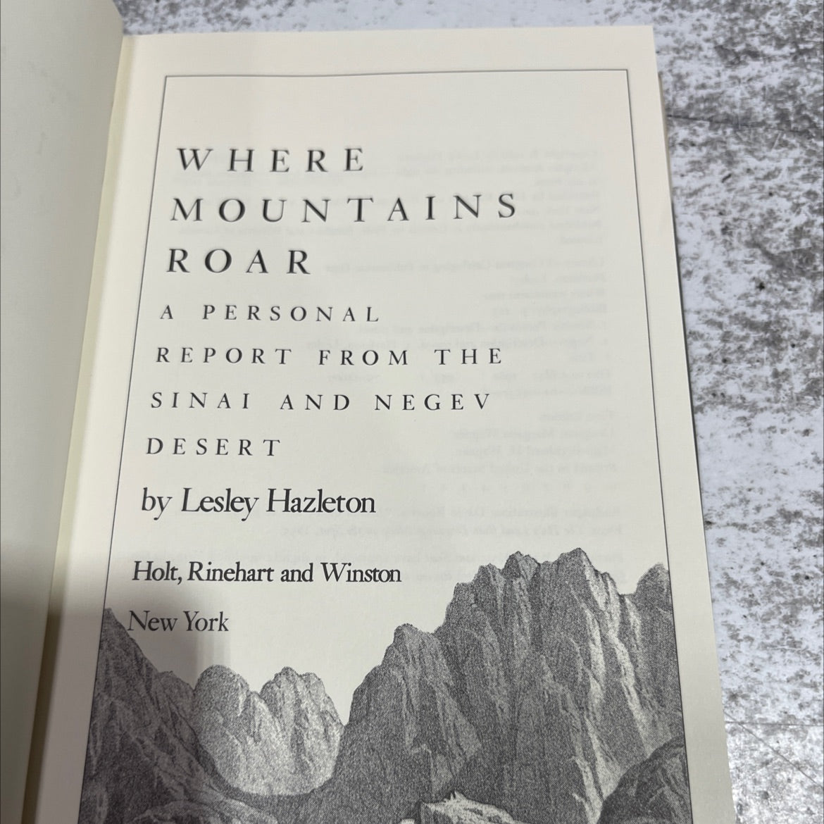 where mountains roar book, by Lesley Hazleton, 1980 Hardcover image 2
