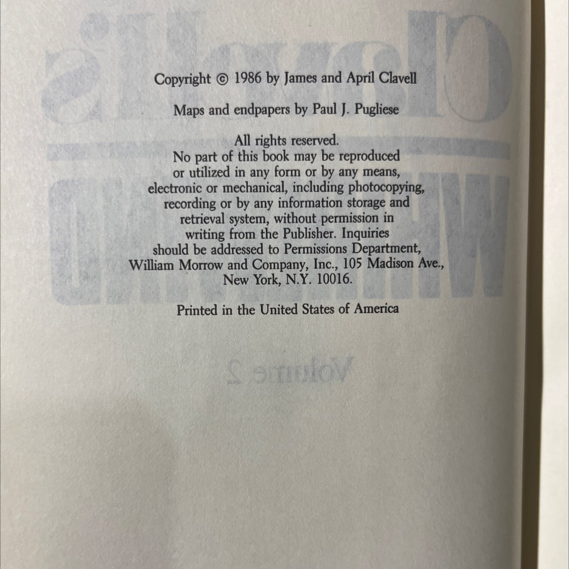 whirlwind volume 2 book, by james clavell, 1986 Hardcover image 3