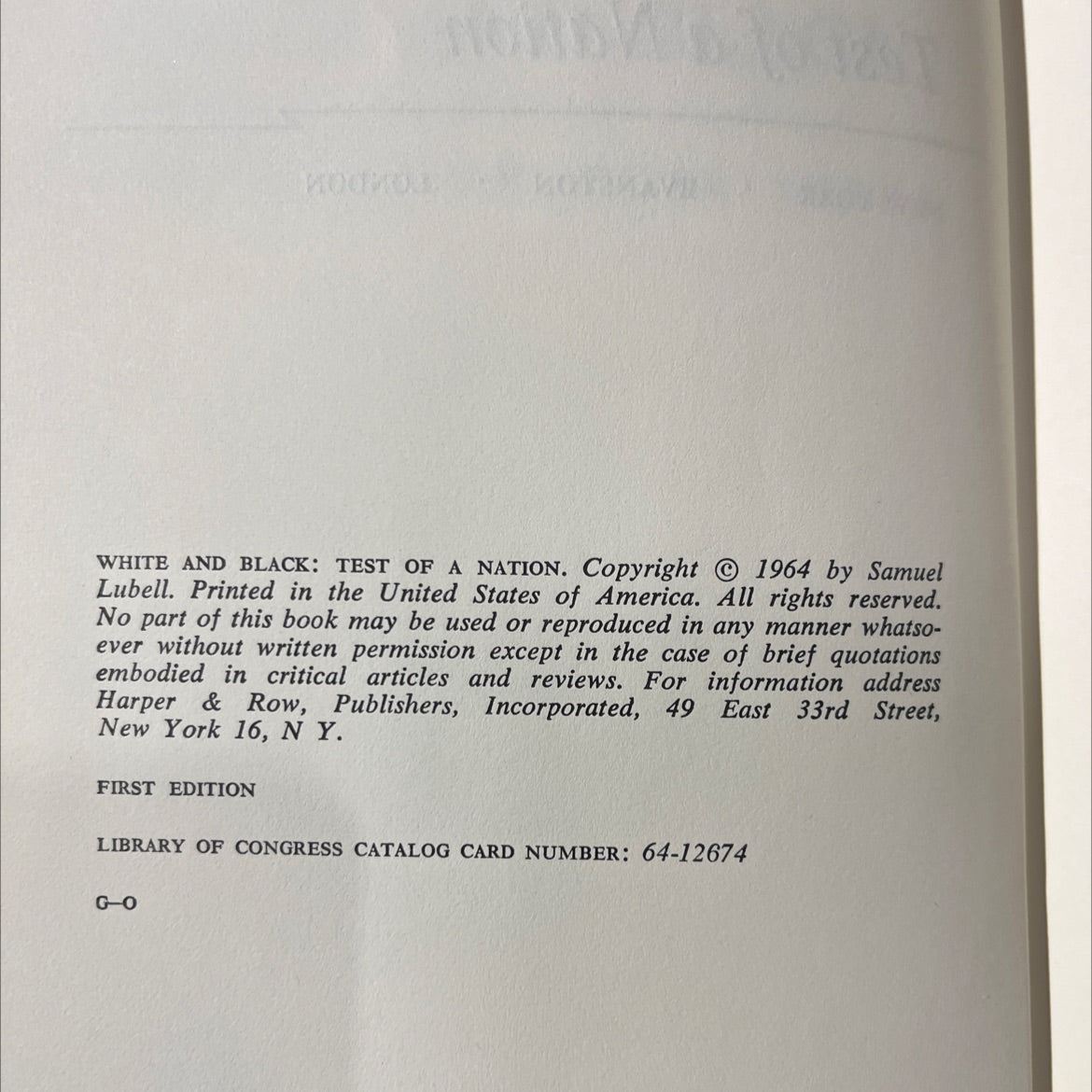white and black: test of a nation book, by Samuel Lubell, 1964 Hardcover image 3