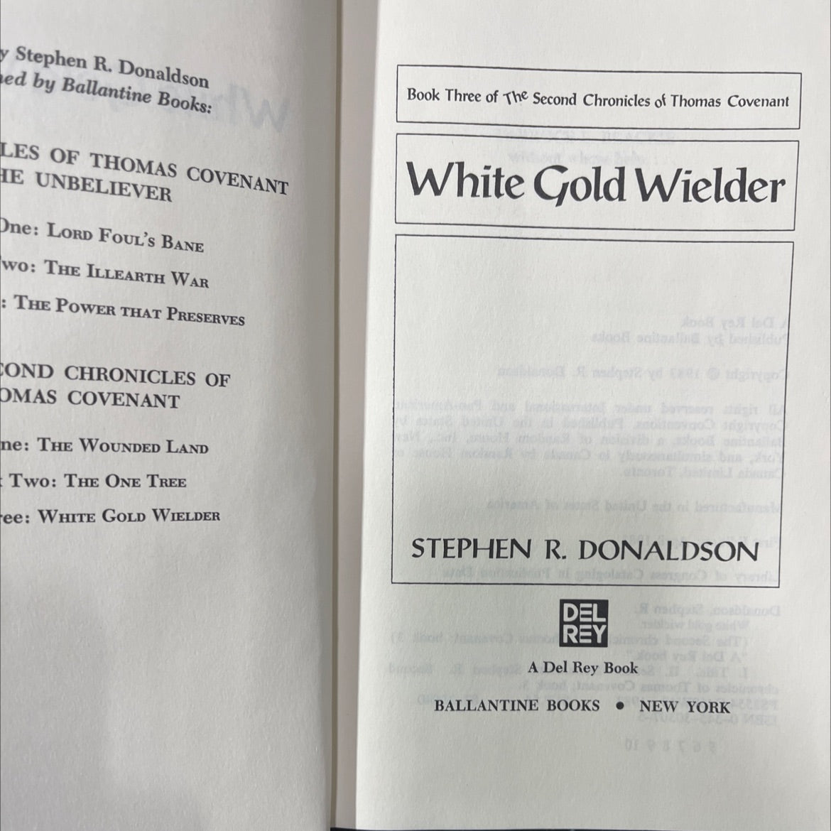 white gold wielder book, by Stephen R. Donaldson, 1983 Hardcover image 2