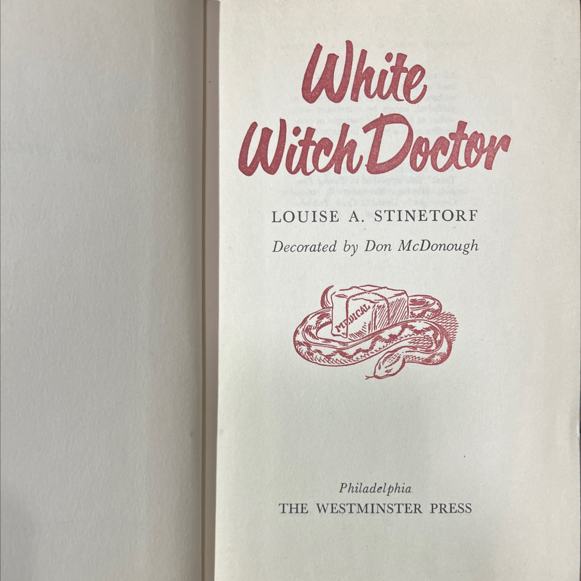 white witch doctor book, by louise a. stinetoft, 1950 Hardcover image 2