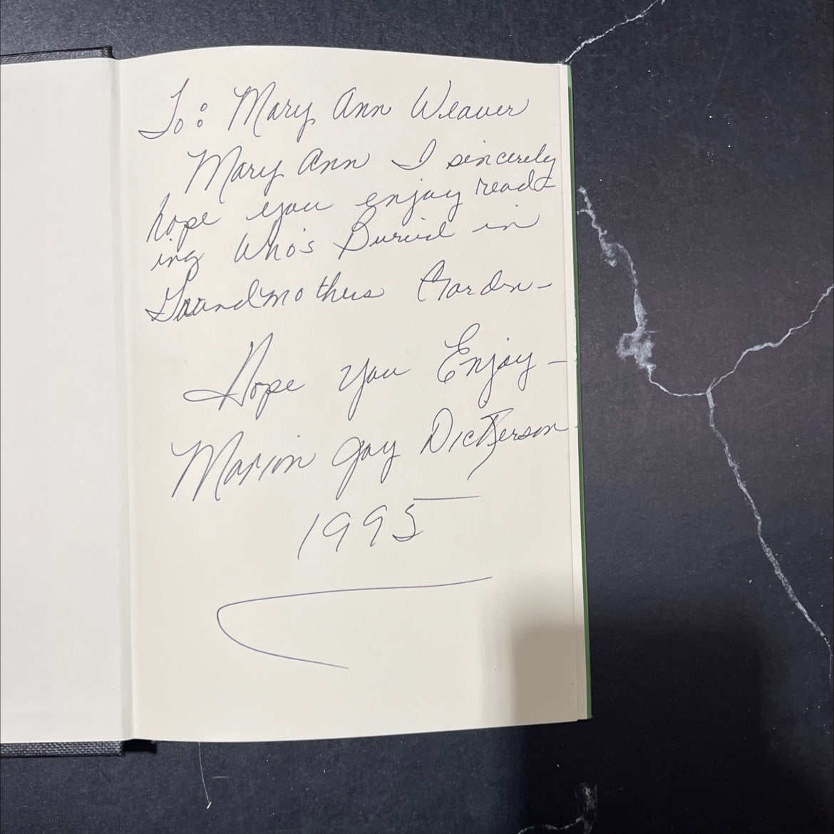 SIGNED who's buried in grandmother's garden? book, by Marion Joy Dickerson, 1995 Hardcover, First Edition image 4