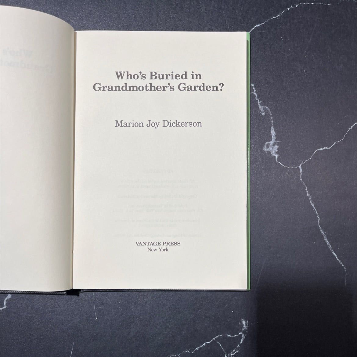 SIGNED who's buried in grandmother's garden? book, by Marion Joy Dickerson, 1995 Hardcover, First Edition image 2