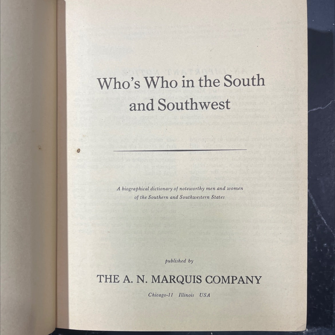 who's who in the south and southwest book, by A. N. Marquis Company, 1952 Hardcover image 2