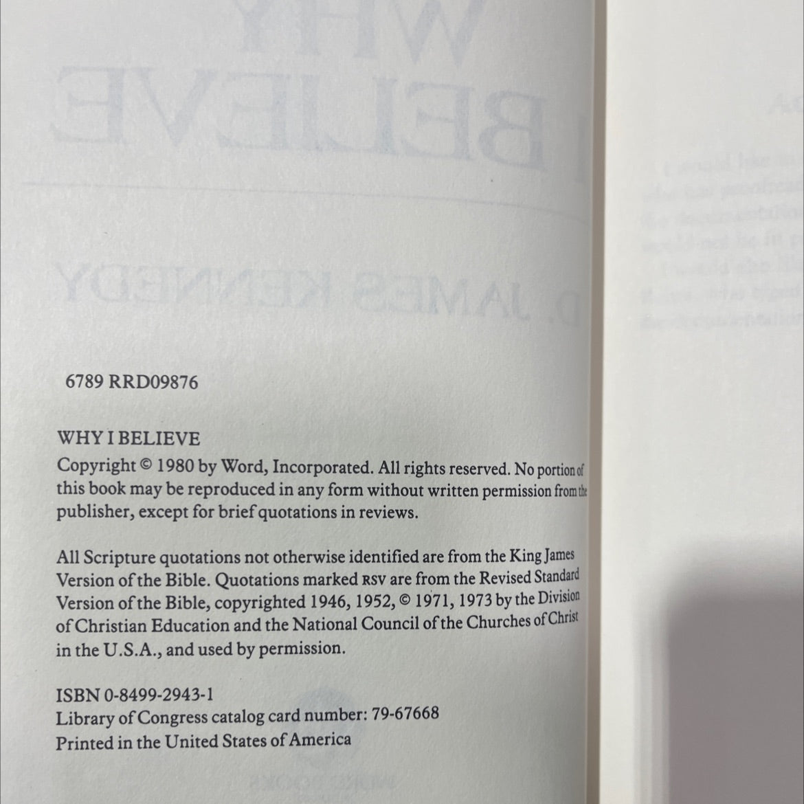 why i believe book, by d. james kennedy, 1980 Hardcover image 3