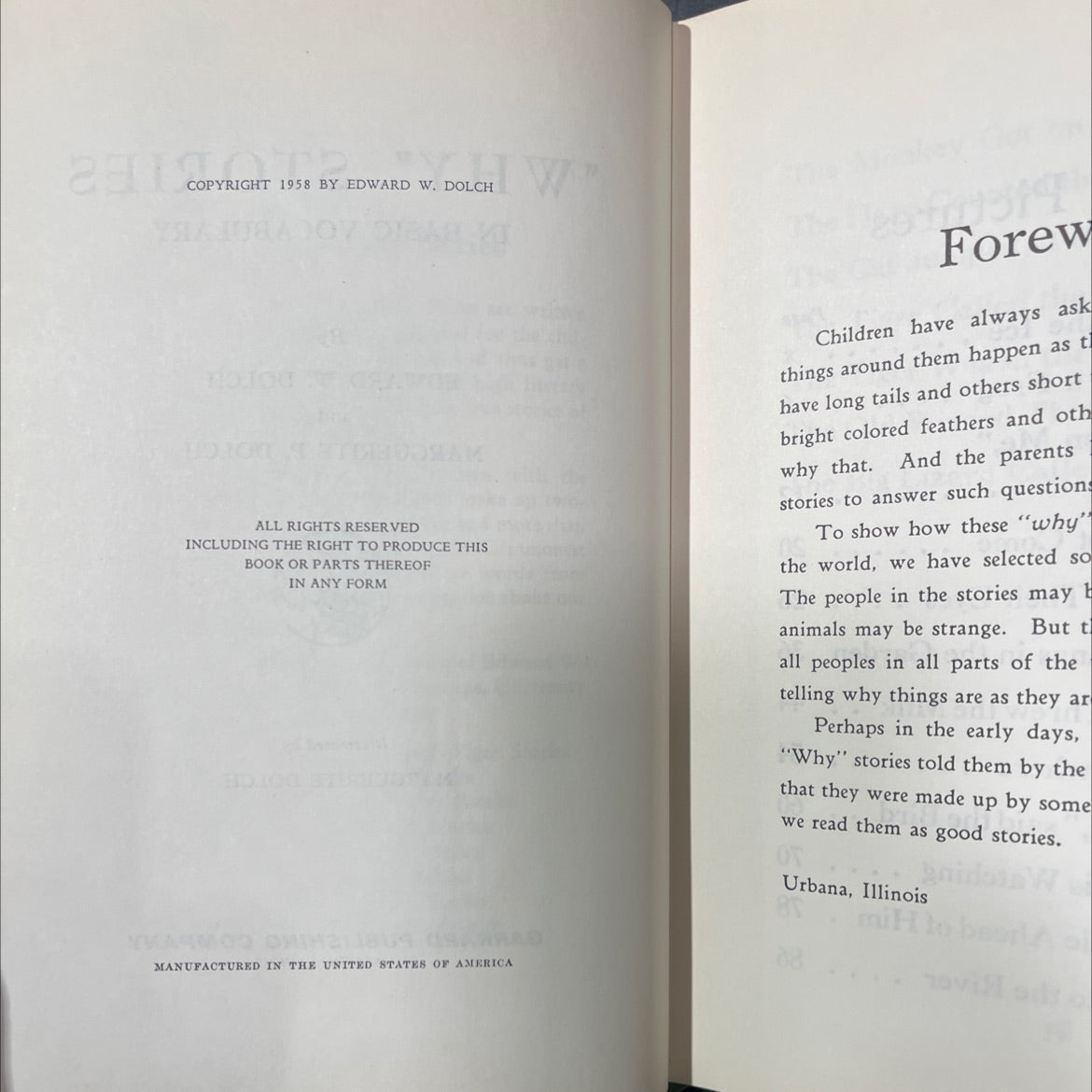 why stories in basic vocabulary book, by edward w. dolch and marguerite p. dolch, 1958 Hardcover image 3