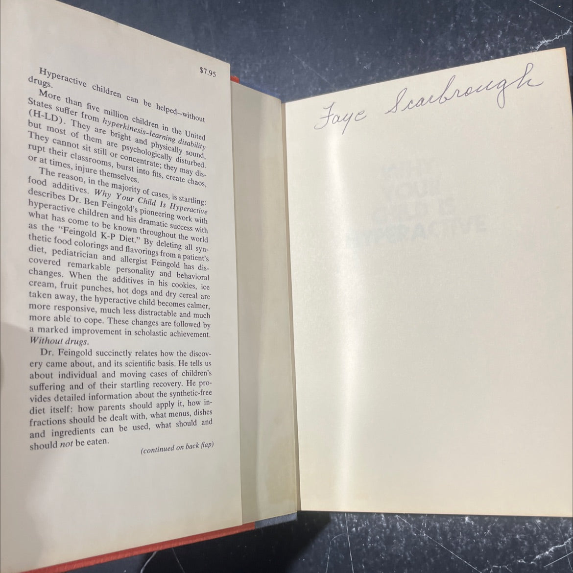 why your child is hyperactive book, by Ben F. Feingold, M.D., 1975 Hardcover image 4