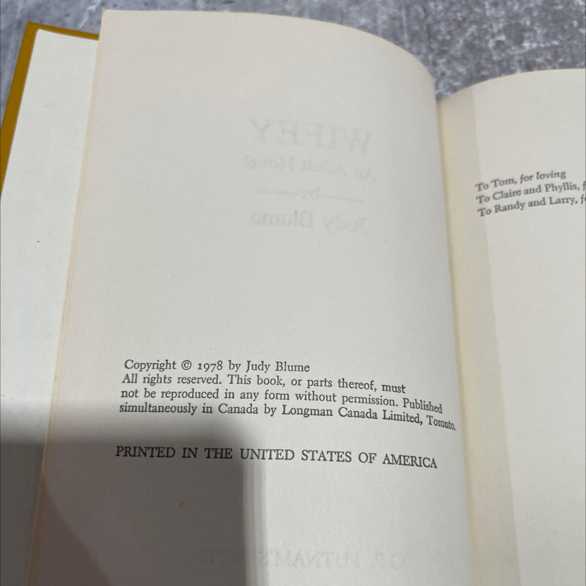 wifey an adult novel book, by Judy Blume, 1978 Hardcover image 3