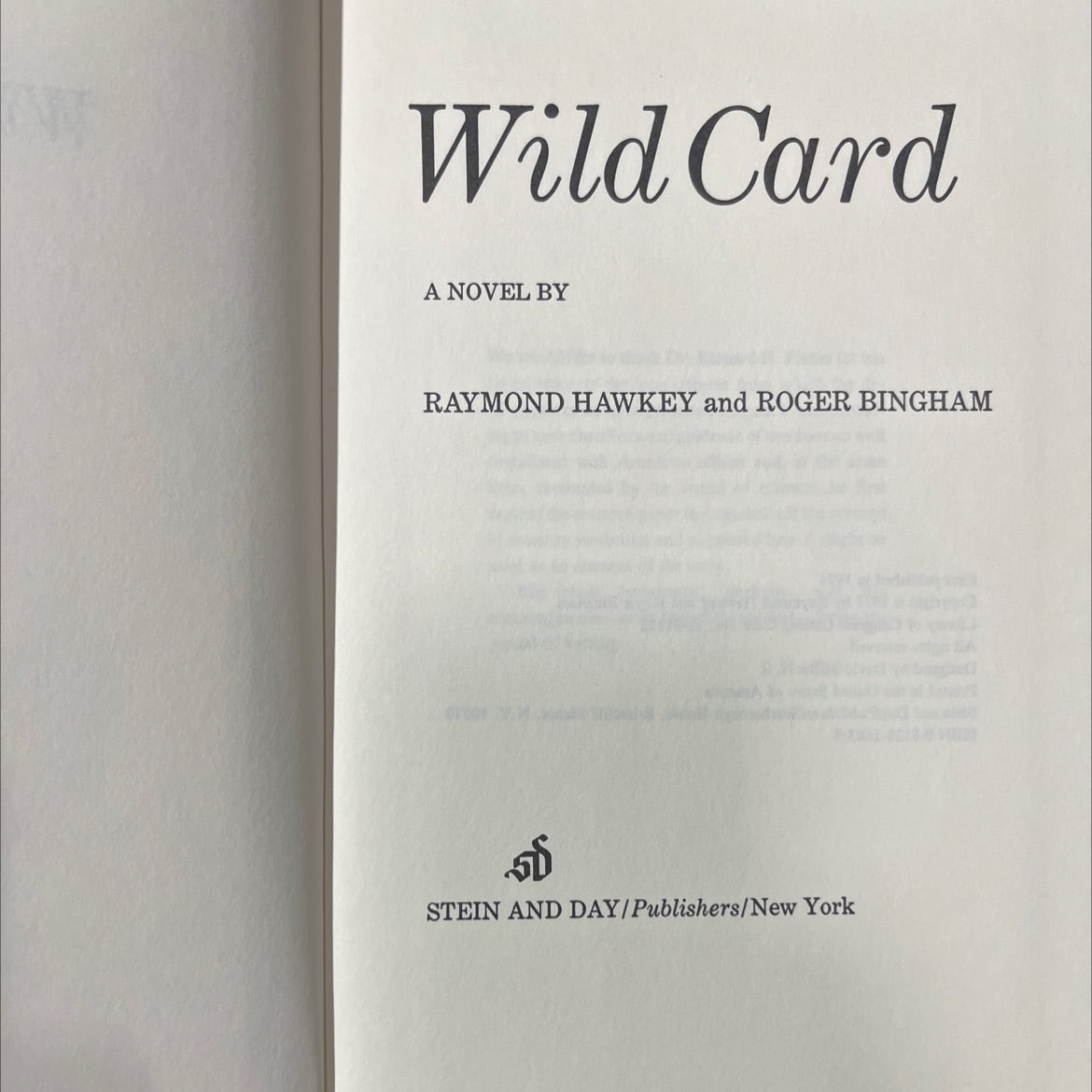 wild card book, by raymond hawkey and roger bingham, 1974 Hardcover image 2