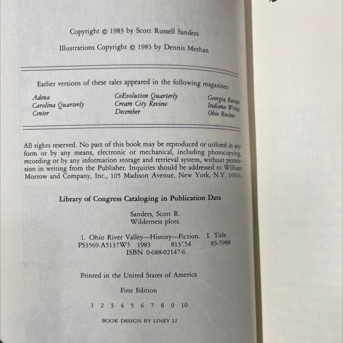 wilderness plots tales about the settlement of the american land l ally 2 book, by Scott R. Sanders, 1983 Hardcover image 3