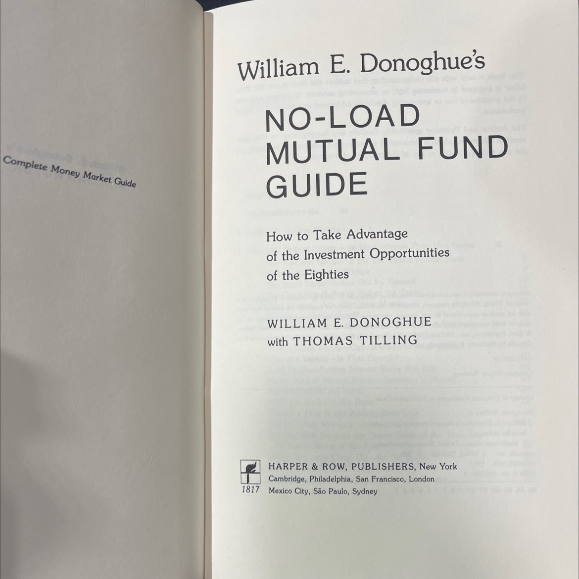 william e. donoghue's no-load mutual fund guide book, by william e. donoghue, thomas tilling, 1983 Hardcover image 2