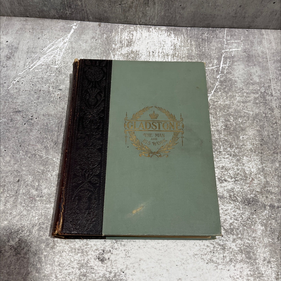 william ewart gladstone. a biographical study book, by frank wakeley gunsaulus, 1898 Leather image 1