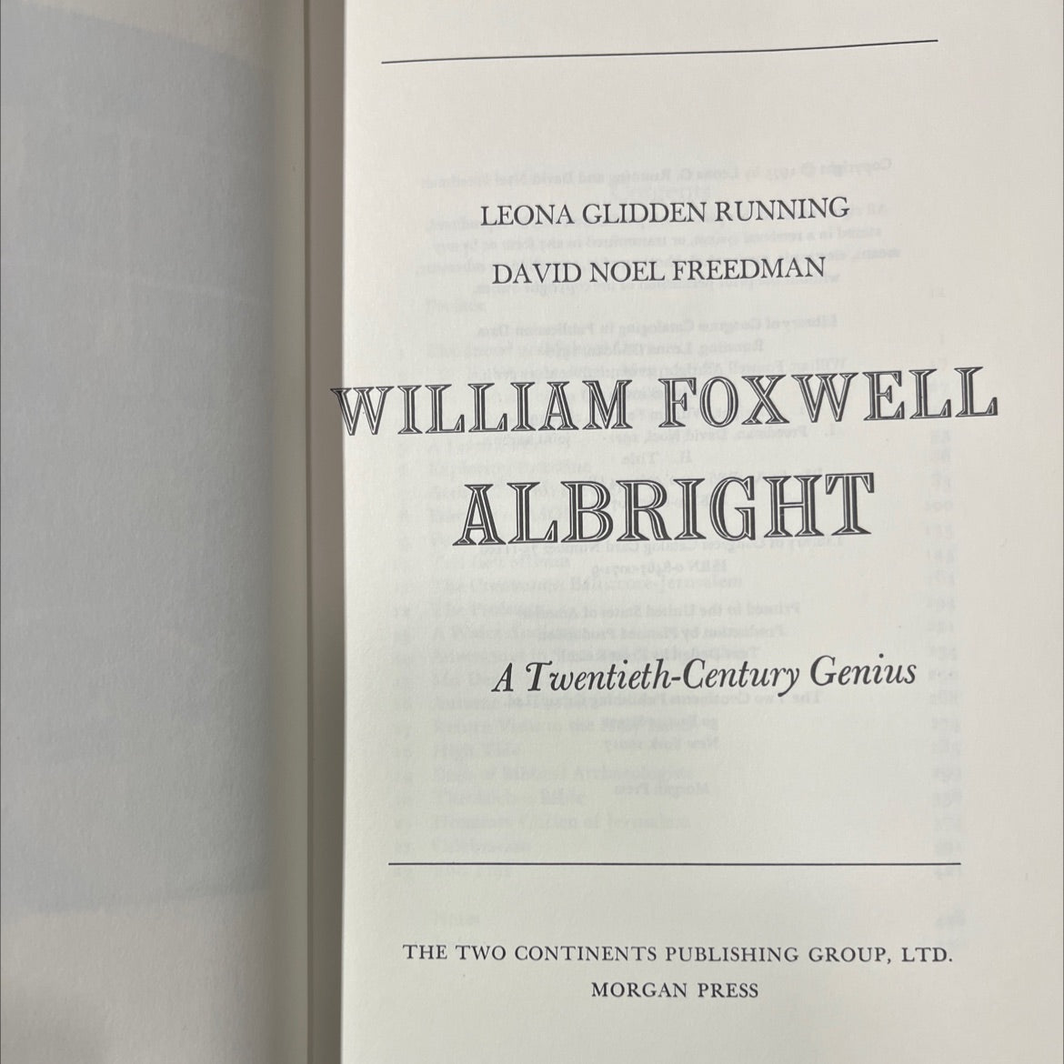 william foxwell albright, a twentieth-century genius book, by leona glidden running, david noel freedman, 1975 Hardcover image 2