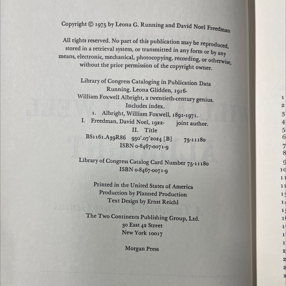 william foxwell albright, a twentieth-century genius book, by leona glidden running, david noel freedman, 1975 Hardcover image 3