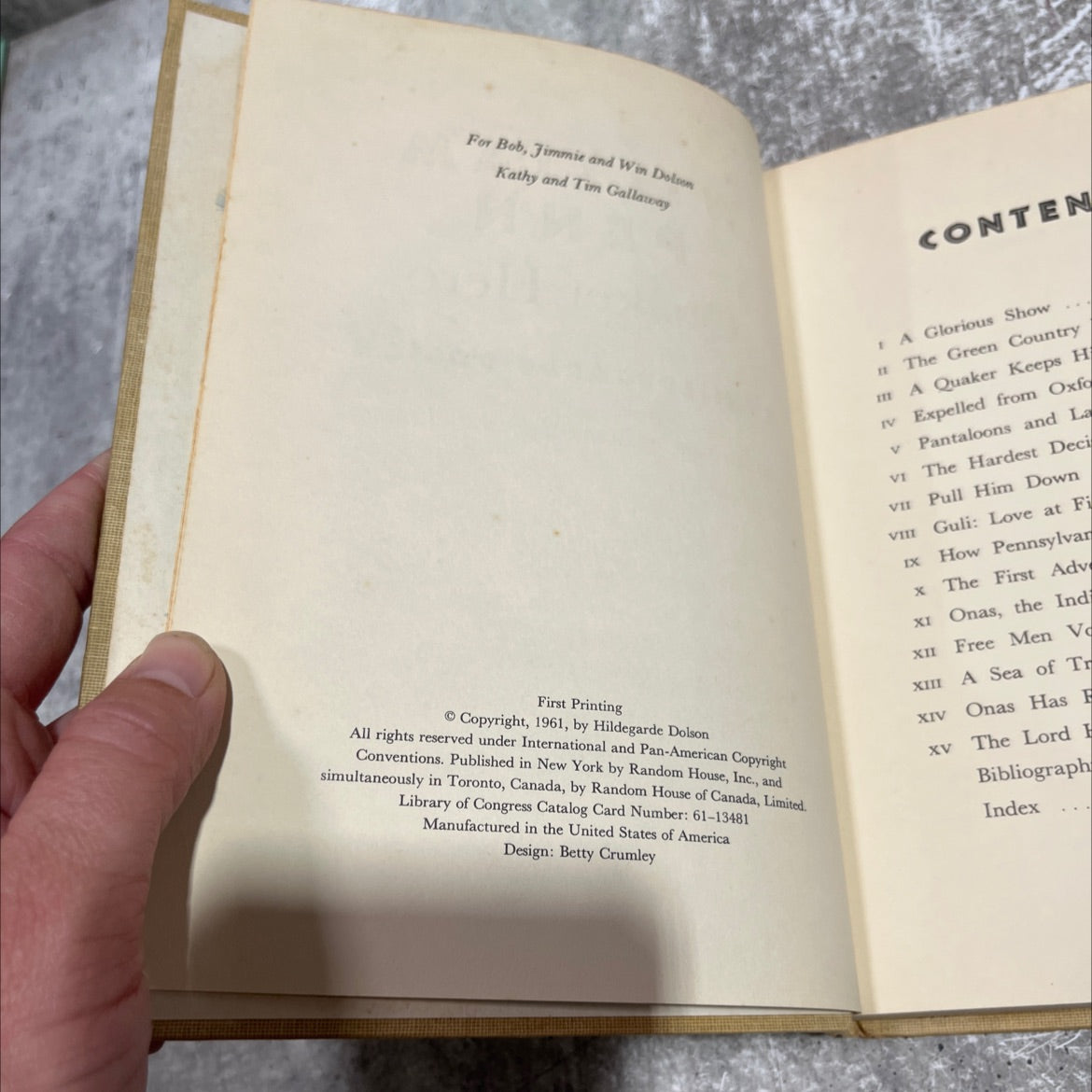 william penn quaker hero book, by hildegarde dolson, 1961 Hardcover image 3