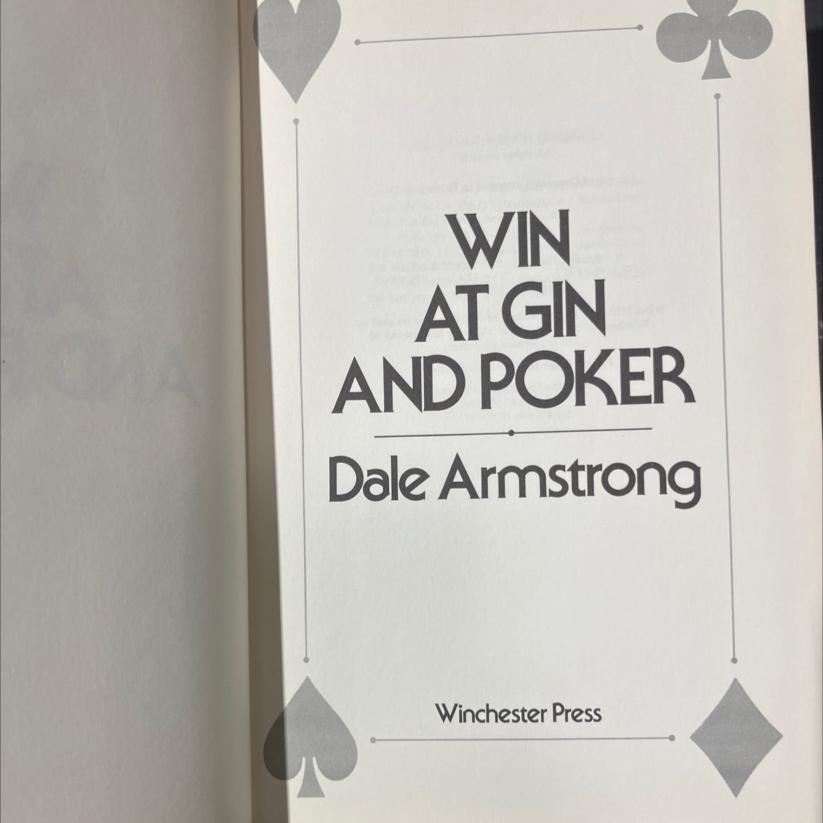 win at gin and poker book, by dale armstrong, 1977 Hardcover image 2