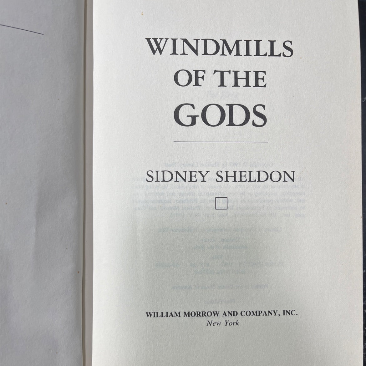 windmills of the gods book, by sidney sheldon, 1987 Hardcover image 2
