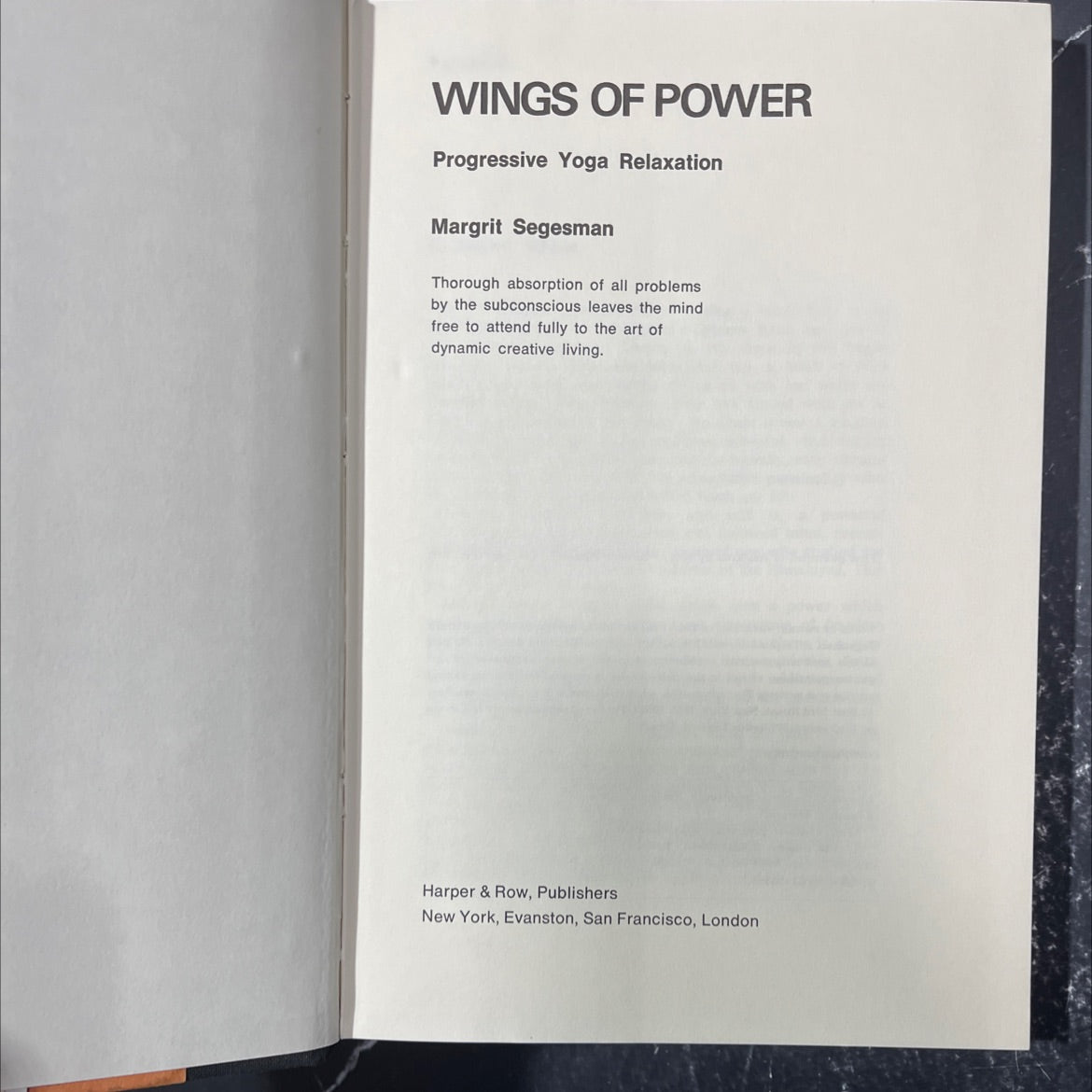 wings of power progressive yoga relaxation book, by Margrit Segesman, 1973 Hardcover image 2