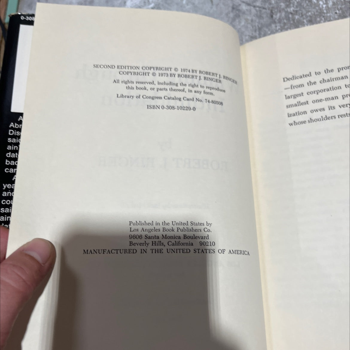 winning through intimidation book, by robert j. ringer, 1974 Hardcover image 3