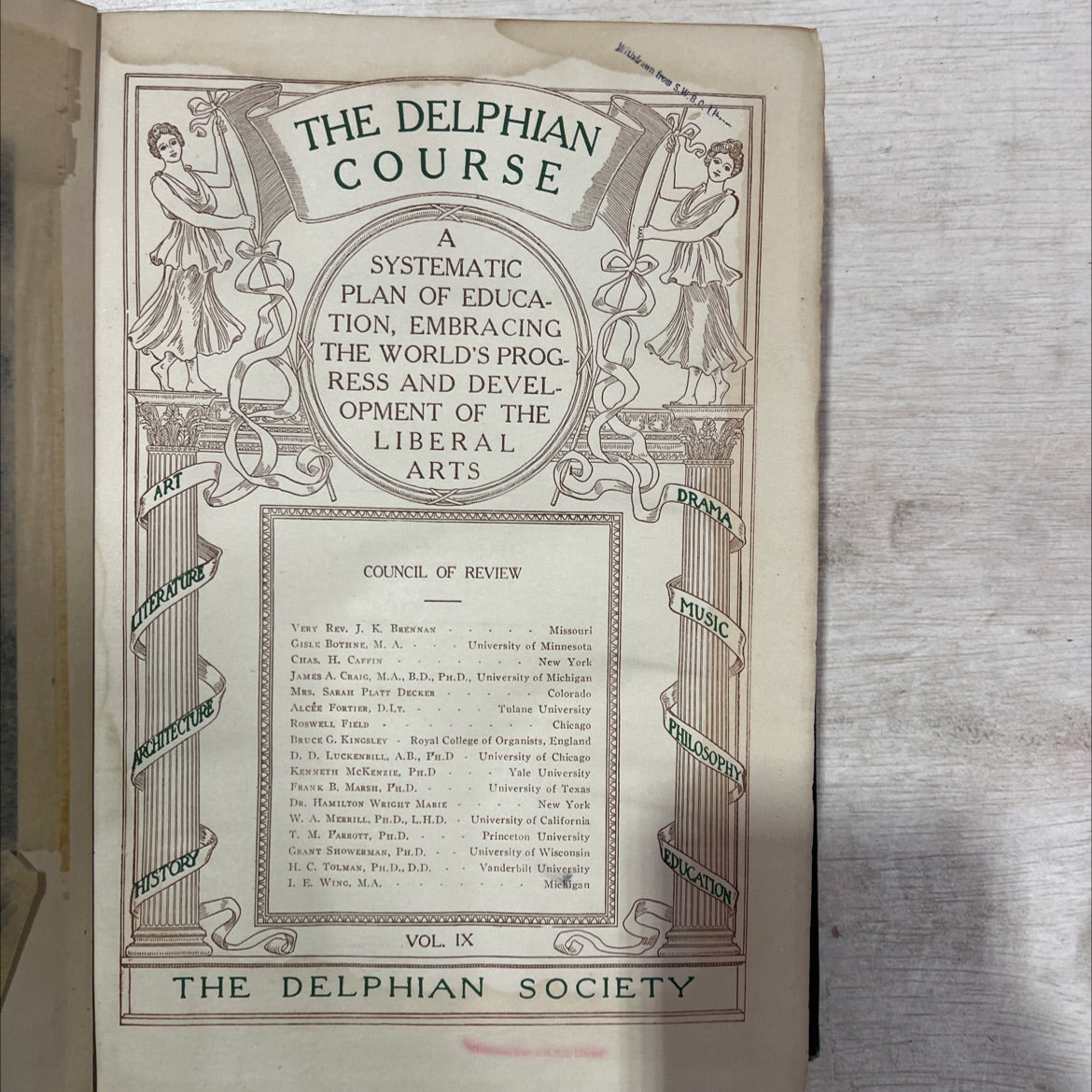 withdrawn from sw.b art the delphian course a systematic plan of education embracing the world's progress and image 2