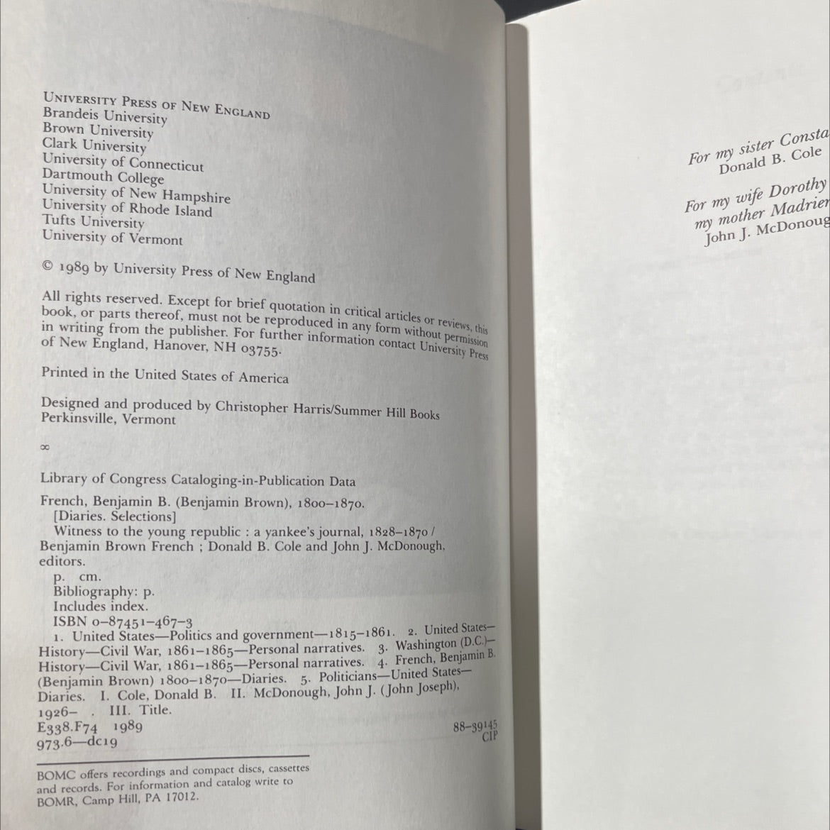 witness to the young republic: a yankee's journal, 1828-1870 book, by Benjamin Brown French, 1989 Hardcover image 3