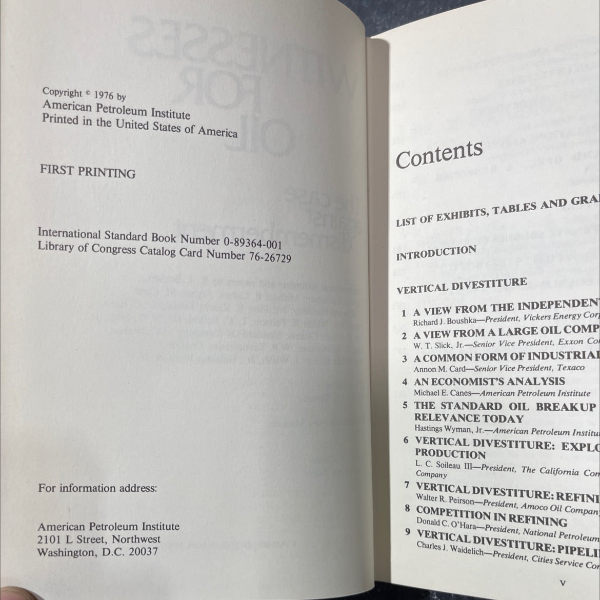witnesses for oil the case against dismemberment book, by R. J. Boushka; DeWitt Buchanan; Michael E. Canes; Annon M. image 3