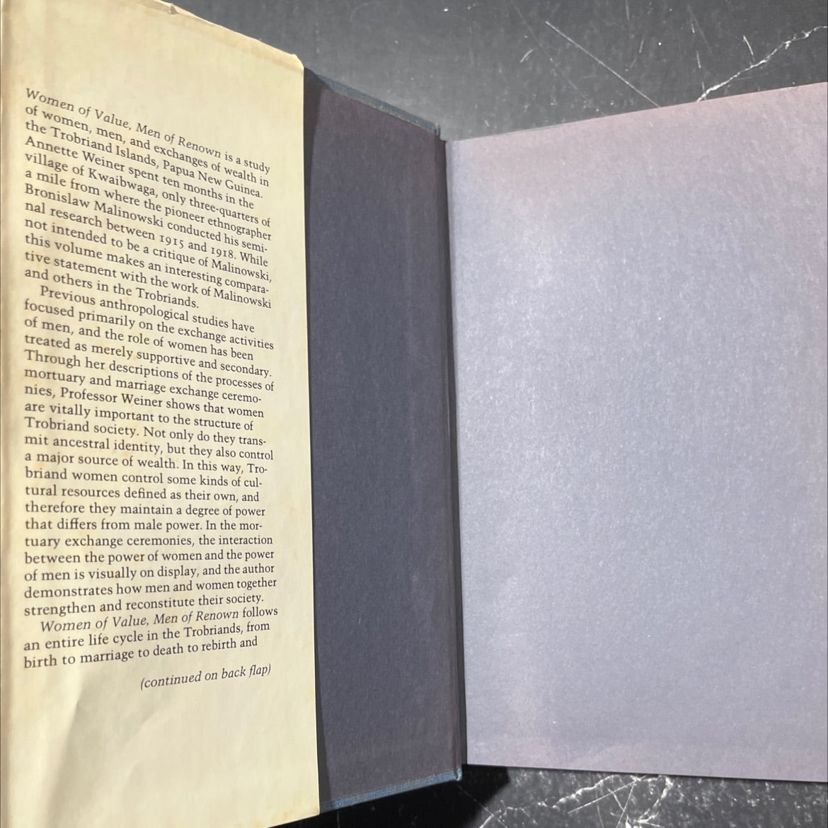 women of value, men of renown book, by Annette B. Weiner, 1976 Hardcover image 4