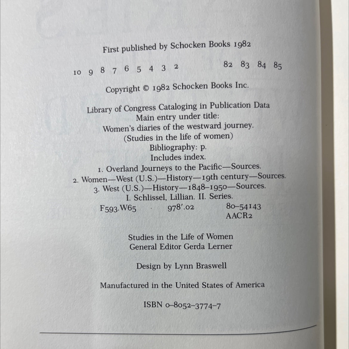 women's diaries of the westward journey book, by Lillian Schlissel, 1982 Hardcover image 3