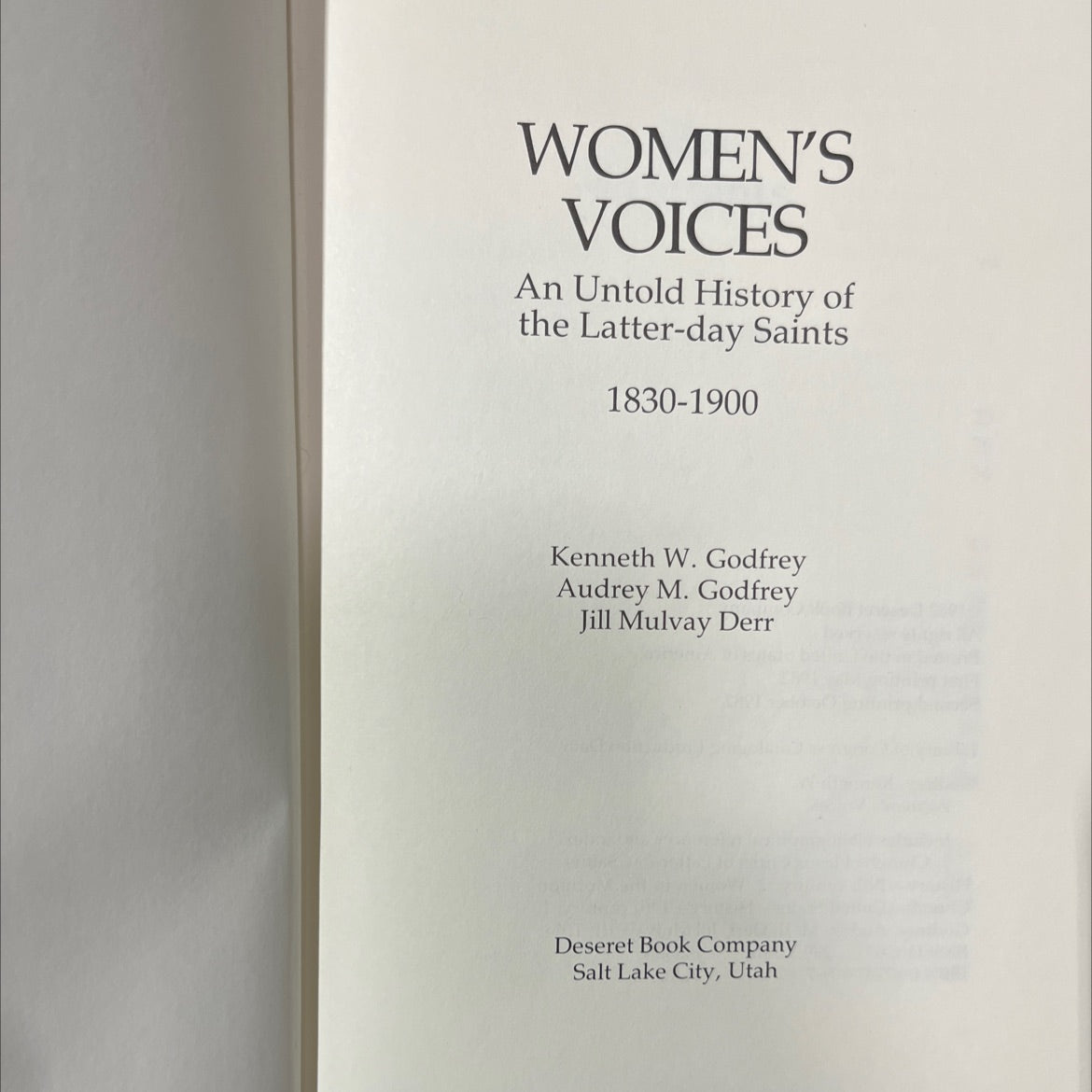 women's voices an untold history of the latter-day saints 1830-1900 book, by Kenneth W. Godfrey, Audrey M. Godfrey, image 2