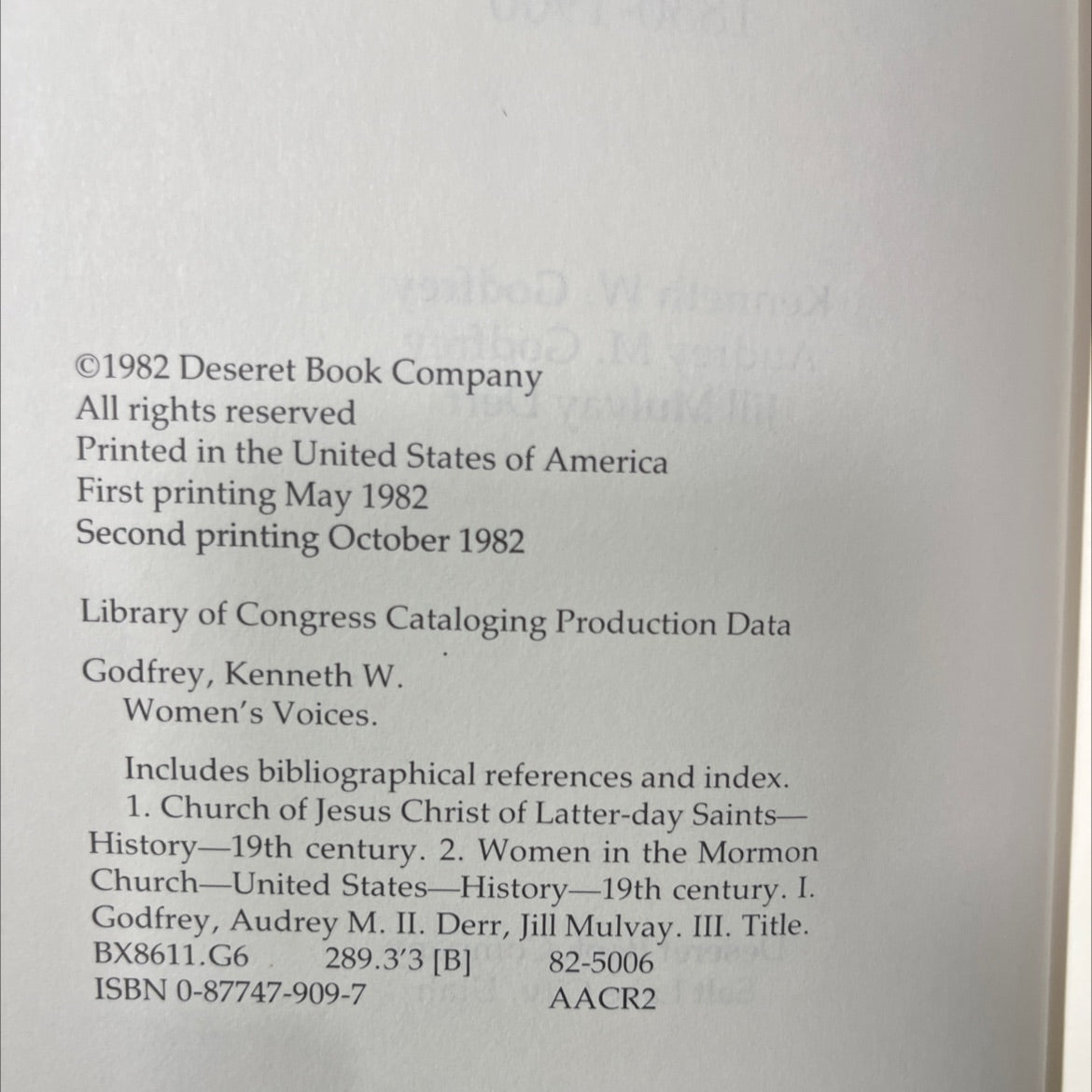 women's voices an untold history of the latter-day saints 1830-1900 book, by Kenneth W. Godfrey, Audrey M. Godfrey, image 3