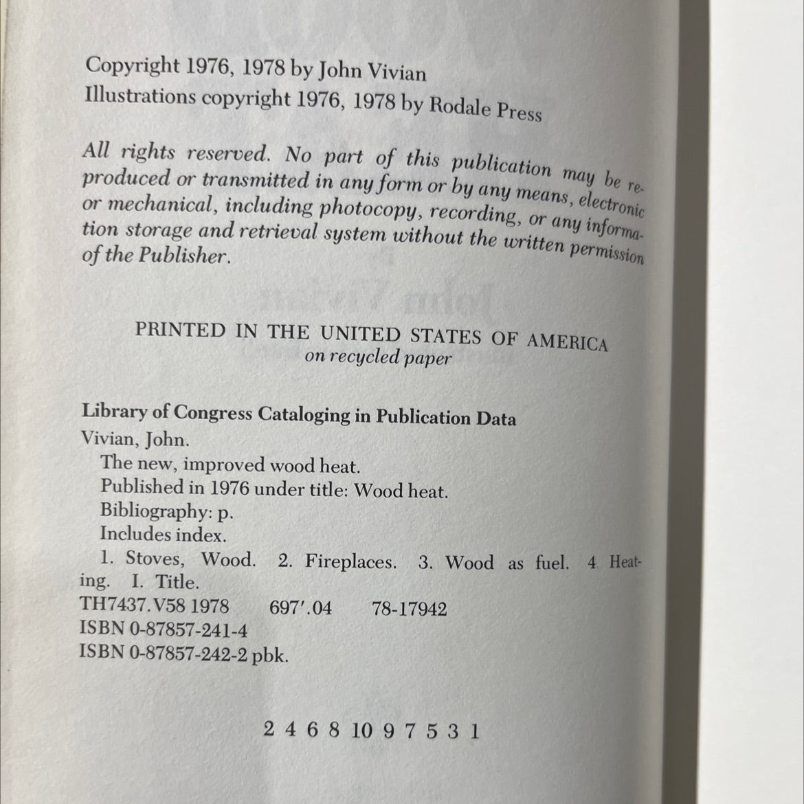 wood heat book, by John Vivian, 1978 Hardcover image 3