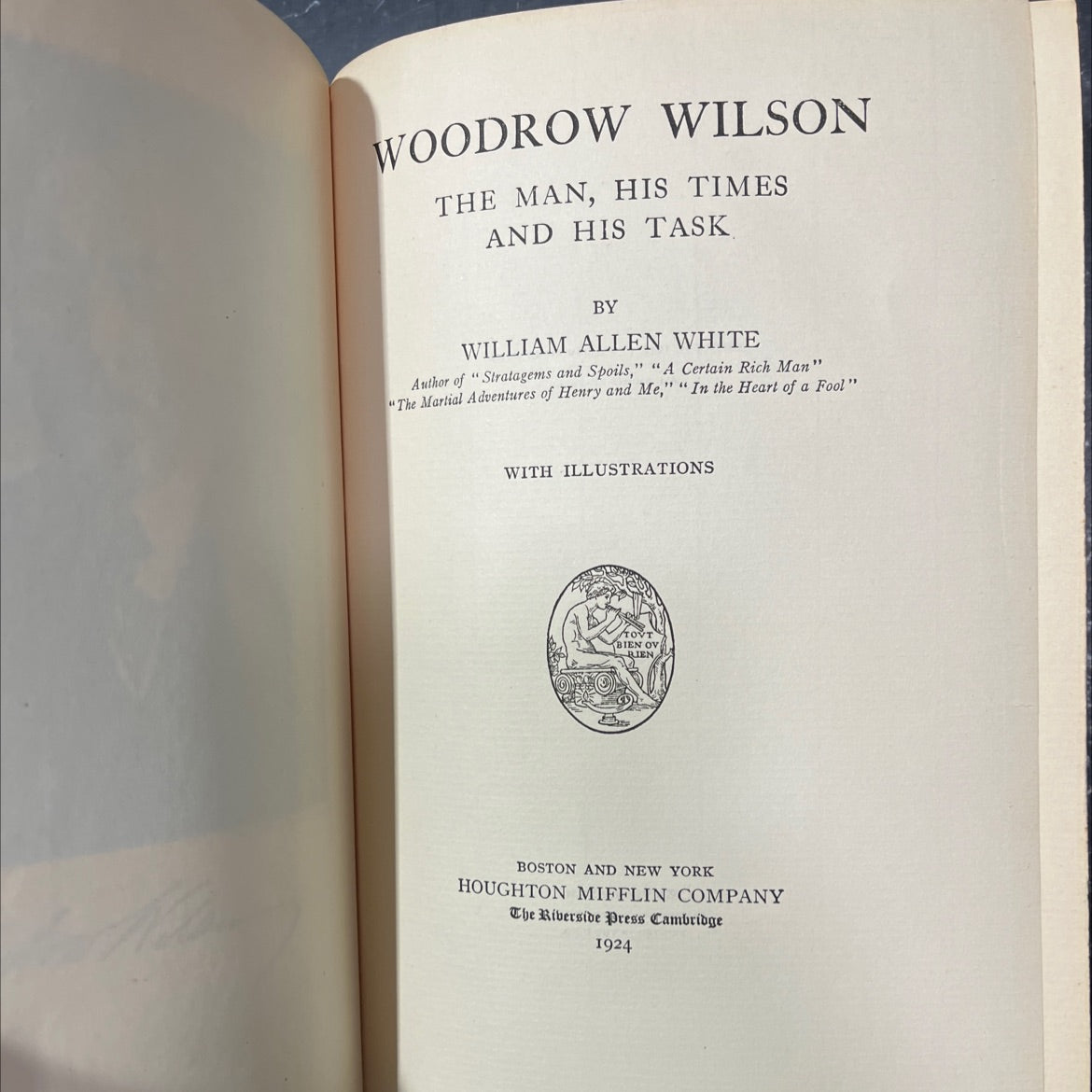 woodrow wilson the man, his times and his task book, by william allen white, 1924 Hardcover image 2