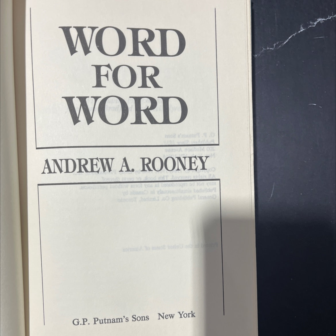 word for word book, by andrew a. rooney, 1986 Hardcover image 2
