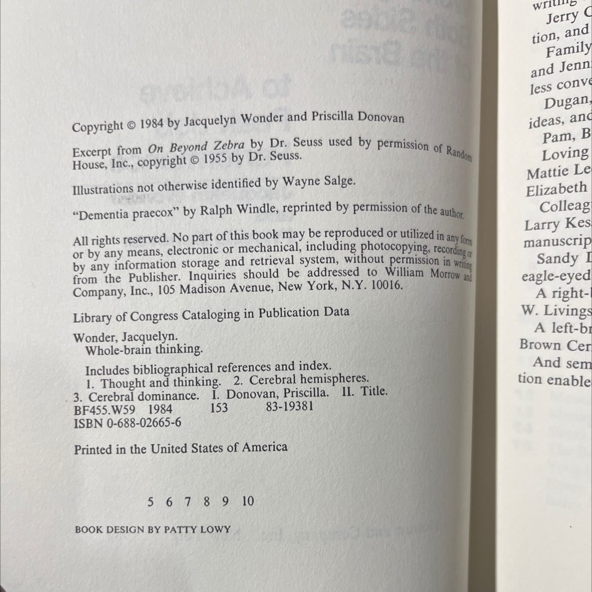 working from both sides of the brain whole-brain thinking to achieve peak job performance book, by Jacquelyn Wonder and image 3
