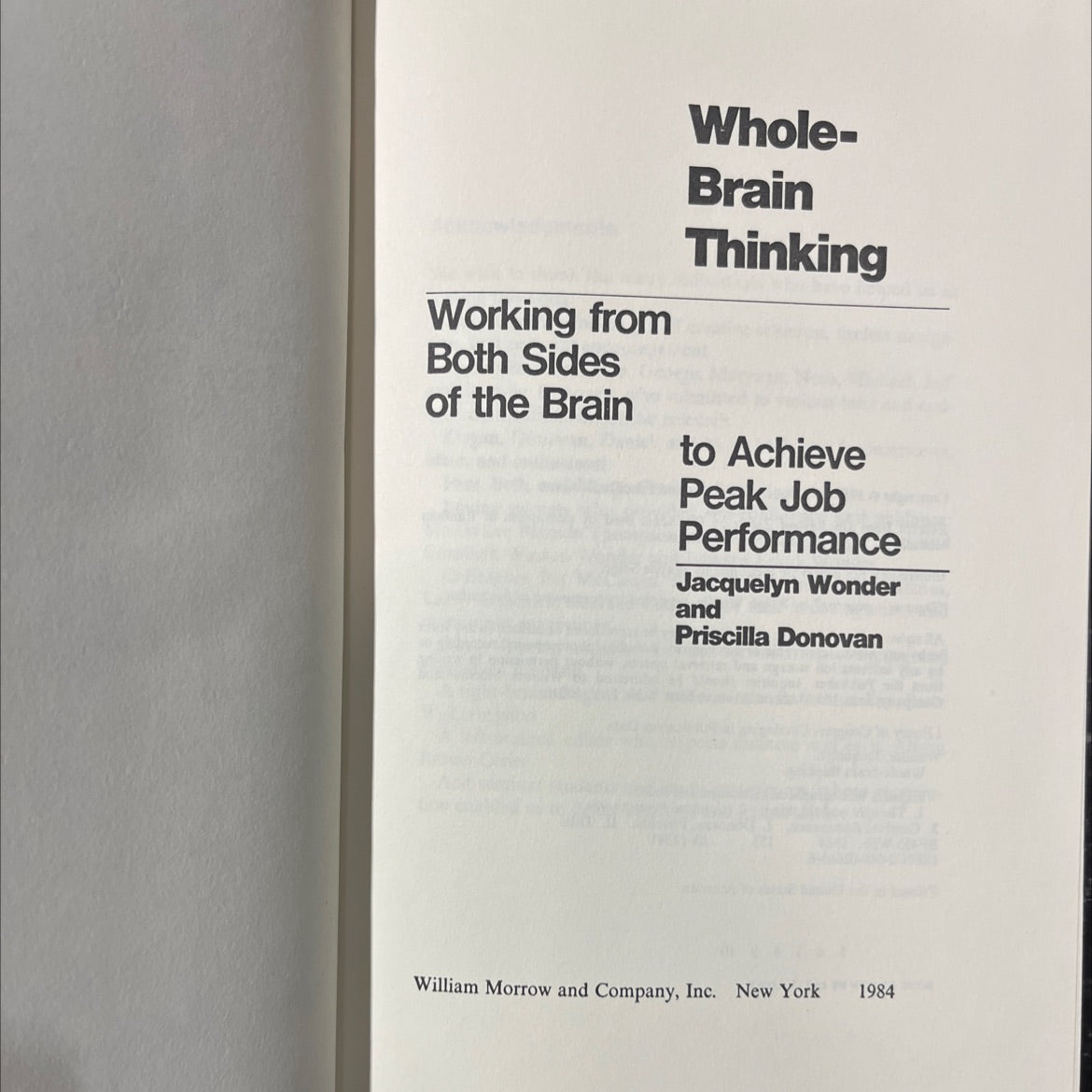 working from both sides of the brain whole-brain thinking to achieve peak job performance book, by Jacquelyn Wonder and image 2