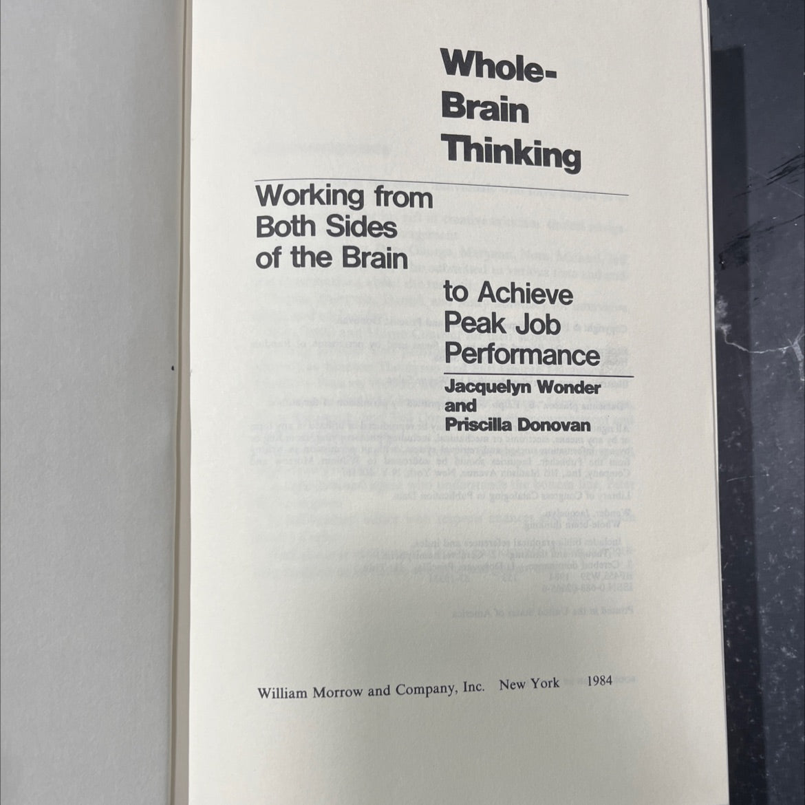 working from both sides of the brain book, by Jacquelyn Wonder and Priscilla Donovan, 1984 Hardcover image 2